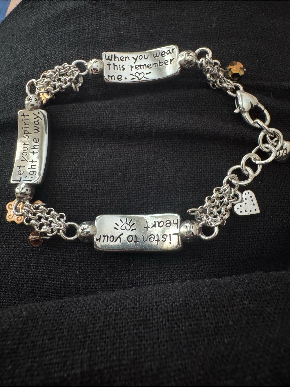 Brighton Two-Tone Heart Charm Bracelet in Silver and Gold - Picture 4 of 5